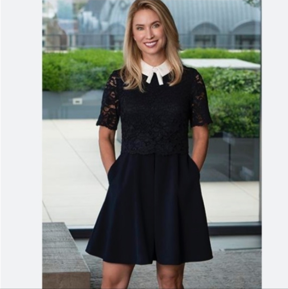 Ted Baker DIXXY Lace Double Layer Dress Navy Size 2 (US 6) EUC